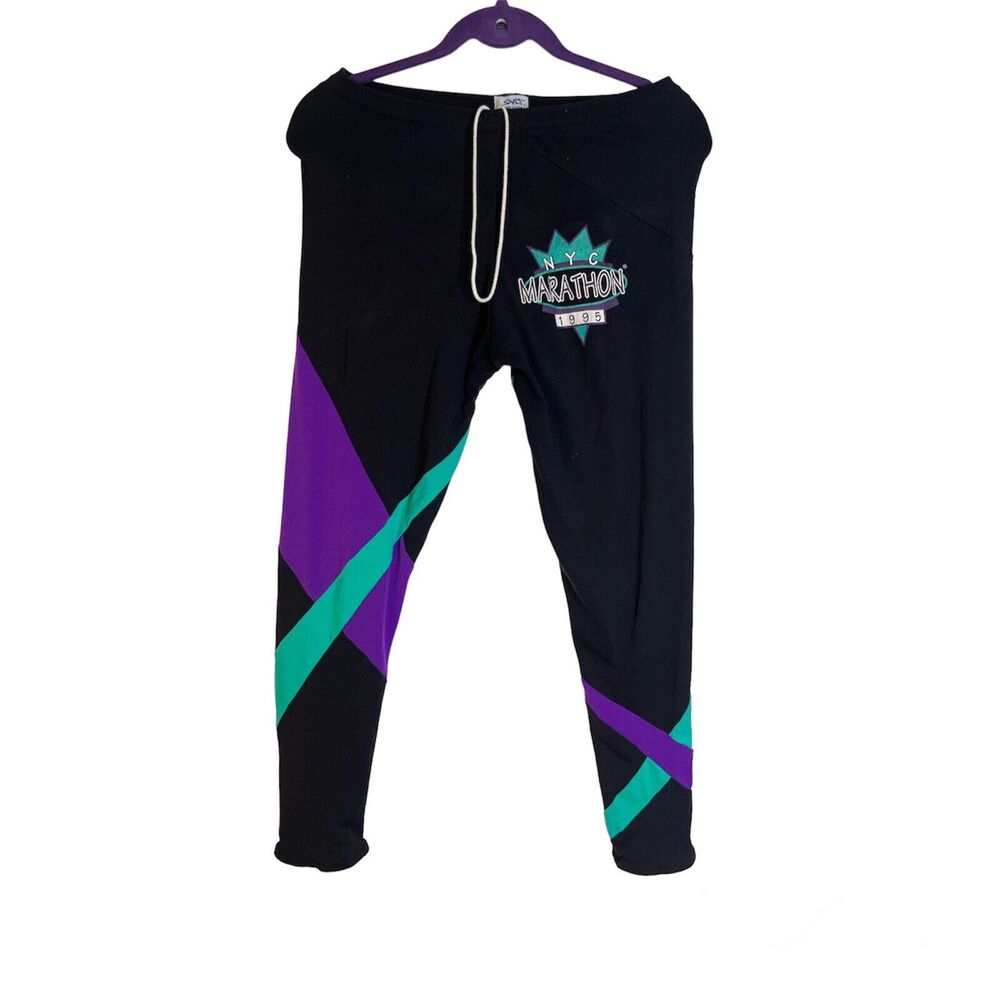 Soark Vintage Color Block NYC Marathon 1995 Joggers Leggings size large